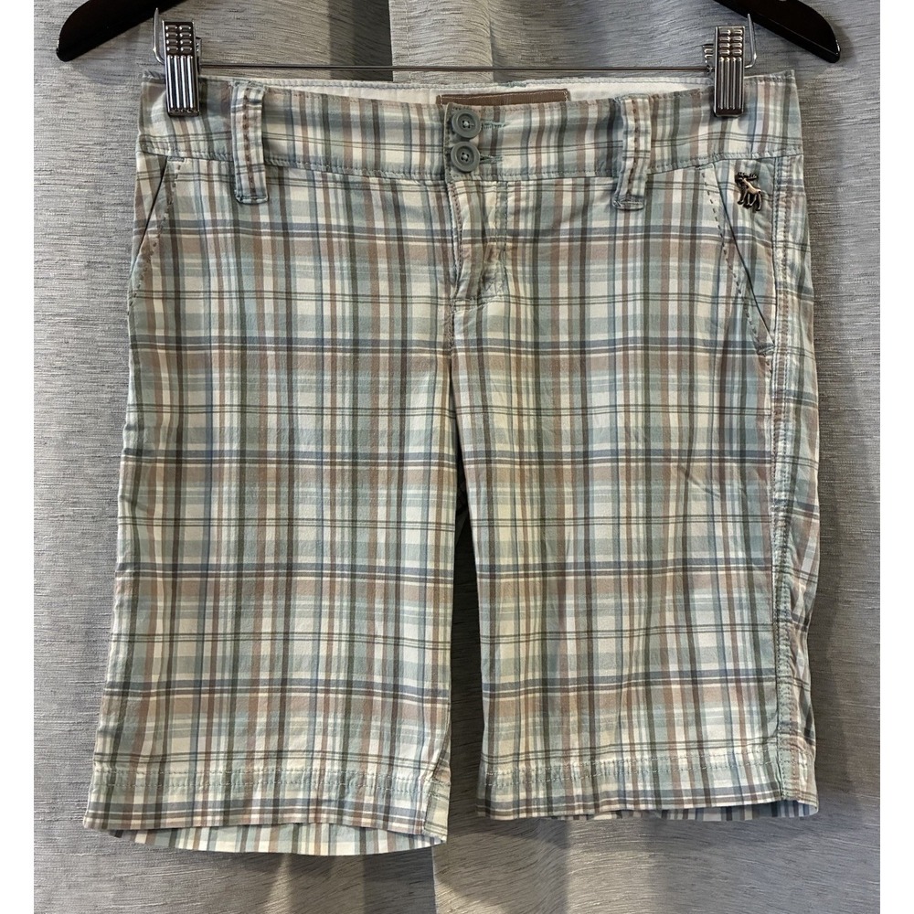 Abercrombie &‎ Fitch Low Rise Bermuda Shorts Size 14 Plaid Y2K Preppy